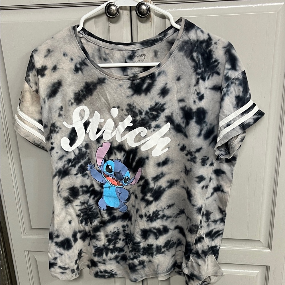 Disney Tie-Dye Stitch Tee - Black, White, Blue